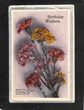 B6993 Greetings Birthday Carnations pu1923 1924 Exhibiton Slogan vintage postcar picture