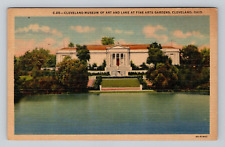 Postcard Museum of Art Cleveland Ohio OH Fine Art Gardens Lake Scenic Water View picture