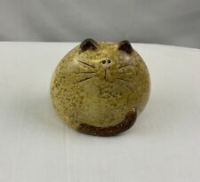Vintage Pottery Spongeware Ceramic Fat Cat Kitty Figurine Folk Art picture