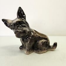 Vtg Sweet Grey And Black Scottie Puppy Dog Planter Sitting Ceramic 7.5 Inch Tall picture