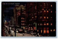 Denver Colorado Postcard 16th Street By Night Business Section c1910's Vintage picture