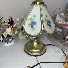 Vintage Touch lamp 3 Way with Blue Floral design 6 Panel Glass 11.5 Inch picture