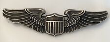 WW2 AAF 3” HEAVY Sterling Pilot Wing LGB Maker US Army Air Force Pin Back PB picture