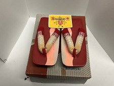 Vintage Mitsukoshi Red Japanese Geisha Kimono Sandals Never Worn - With The Box picture