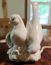 Vtg White Doves Birds Perfume Lamp I.W. Rice Irice Ceramic Dove Night Light picture