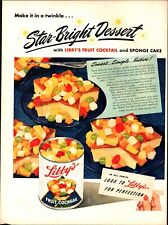 1947 Libby's Fruit Cocktail Star Bright Dessert with Sponge Cake Print Ad d1 picture