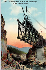 Postcard Building Railroad Bridge Over Pend Oreille River Box Canyon WA picture