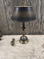 Charles X Austrian Style MCM Table Lamp Cast Black Brass And Steel Column Fluer  picture