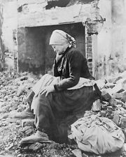 French civilian woman sits at her ruined home Somme World War I WWI 8x10 Photo picture