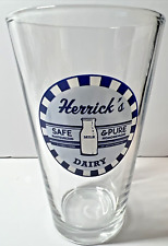 Vintage Herrick's Dairy 16oz Pint Glass / Barware Tumbler ~ Pottery Barn picture