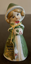 Vtg 4.25” Jasco 1978 Porcelain Holiday Belle Doll Bell Green collect Christmas picture