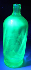 c. 1900 Green Uranium Glass French Seltzer Bottle 9.5