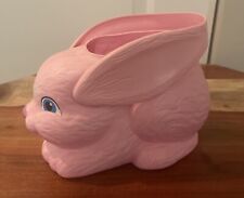 Vintage Empire Easter Pink Bunny Rabbit Blow Mold Plastic Basket Bucket 1995 picture