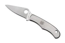 Spyderco Bug Slipit Folding Knife C133P Satin Plain Edge Blade Stainless Handle picture