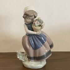 Retired Vintage Lladro Spring Is Here 5223 Girl w/ Flowers Porcelain Figurine picture