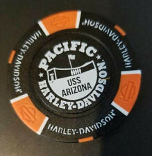 PACIFIC HD~Hawaii~USS ARIZONA (Black/Orange w/ white stamp) Harley Davidson Chip picture