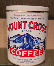 1940S MOUNT CROSS COFFEE TIN CAN 3 POUNDS MOREY MERCANTILE DENVER COLORADO SUGAR picture