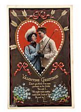 TUCK Golfing Couple Valentine Beautiful Woman Handsome Man Vintage Postcard 1912 picture