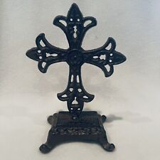 Vintage Cast Iron Standing Cross Crucifix  picture