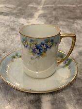 Antq Noritake Murimura Chocolate Cup & Saucer Porcelain Florals Demitasse 1918 picture