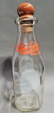 Vtg Rare Clouse-Snider Dairy 1 Quart Milk Glass Bottle with Brown Ceramic Lid picture