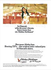 1970s ALOHA Airlines Stewardess PRINT AD airways advert BOEING 737 JET INTERIOR picture