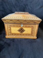 Outstanding Antique American Made Wooden Marquetry Inlay Jewlery Box Circa 1900 picture