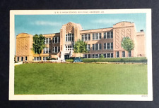 ER2 High School Building Radford Virginia VA Old Car Linen Postcard c1940s picture