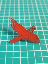 Vtg Red Bird Cardinal Silver Tone Lapel Pin Signed CIC picture