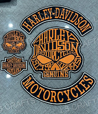 Orange and Black Harley Embroidered Back Patches for Vest and Jacket picture