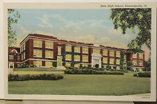 Postcard New High School Edwardsville Illinois WB Linen Unposted picture