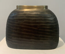 NWT Crate & Barrel Large Jamila Vase Oval Fluted Metal Product #183-571 India picture