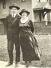 W9 Photograph 1920-30's Cute Couple Pose For Portrait Handsome Man Pretty Woman  picture
