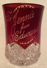Antique 1902 Souvenir Ruby Flash Glass Atlantic City NJ To Jennie from Edward picture