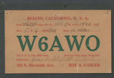 1931 Early Ham Radio (QSL) Card Call Letters W6AWO Rialto Ca picture