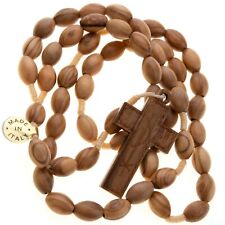 Olive Wood Rosary Corded Large Oval Beads 7mm 13mm Pax Cross Men Women 21