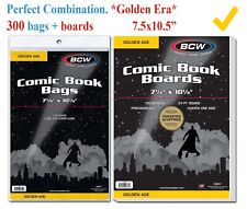 300 BCW Gold Age Golden Comic Bags 2 Mil Protection Sleeve + Back Boards Holders picture
