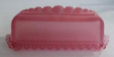 HTF Vintage Dalzell Viking Glass Candlewick Pink Frosted ButterDish 1/4 Pound picture