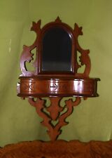 Beautiful Antique Victorian Colonial Wood Candle Box Shaving w/ Mirror picture