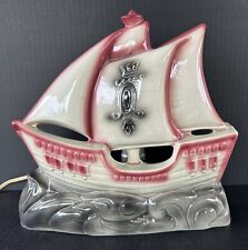 Vintage Pirate Ship Ceramic Lamp Mid Century Spanish Gallon Nautical Light picture