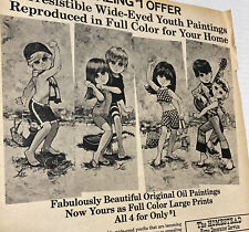 Vintage 1960s LEE Big Eyes Print AD ONLY Mod Girls Beatnik MCM Prop Homestead picture