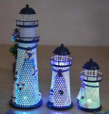 1pcs Iron Craft Lighthouse 14cm Height LED illuminate Home Decor Desk Cute gift  picture