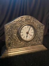 Vintage Cute metal mantel clock imbossed with floral design picture