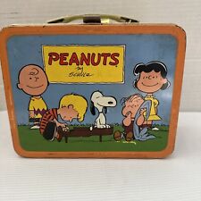 Vintage 1959 Peanuts Metal Lunchbox W/ Mismatched THERMOS, Charlie Brown Snoopy picture