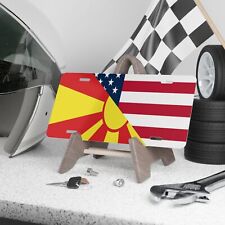 Macedonia USA Flag Vanity Plate Macedonian American Vehicle Car Accessory picture