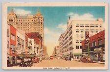 Vintage Linen Postcard Main Street Buffalo, New York 1921 picture
