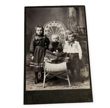 Antique Cabinet Card Victorian Children Photograph Heron Lake MN Girls Baby 3  picture