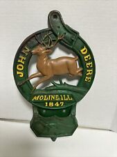 Heavy Cast Iron John Deere Moline IL 1847 Wall Pocket Letter Holder Sign Green picture