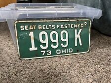 1973 Ohio License Plate 1999 K Seat Belts Fastened? picture