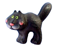 Hallmark PIN Halloween Vintage CAT BLACK Kitty GREEN EYES Tail Up 1987 Brooch picture